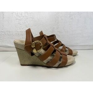 Aerosoles Womens Tan Brown Strappy Espadrille Wedge Sandals Size 8.5